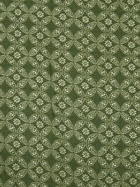 Army Green/Cream Polyester/Lycra Small Floral Medallion Print Stretch Georgette 56W