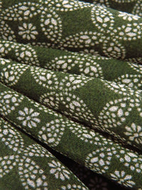 Army Green/Cream Polyester/Lycra Small Floral Medallion Print Stretch Georgette 56W