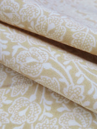 Light Burlywood/White Polyester/Lycra Stylized Floral Print Blouse Weight Woven 58W