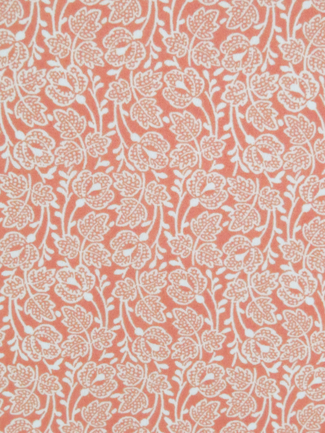 Salmon/White 100% Polyester Stylized Floral Print Crepe Blouse Weight Woven 56W