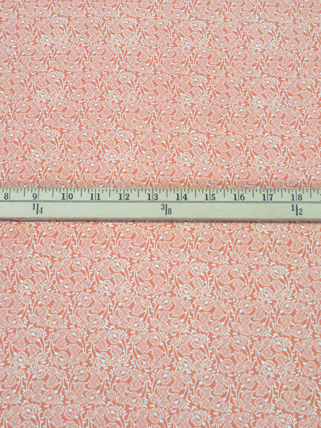 Salmon/White 100% Polyester Stylized Floral Print Crepe Blouse Weight Woven 56W