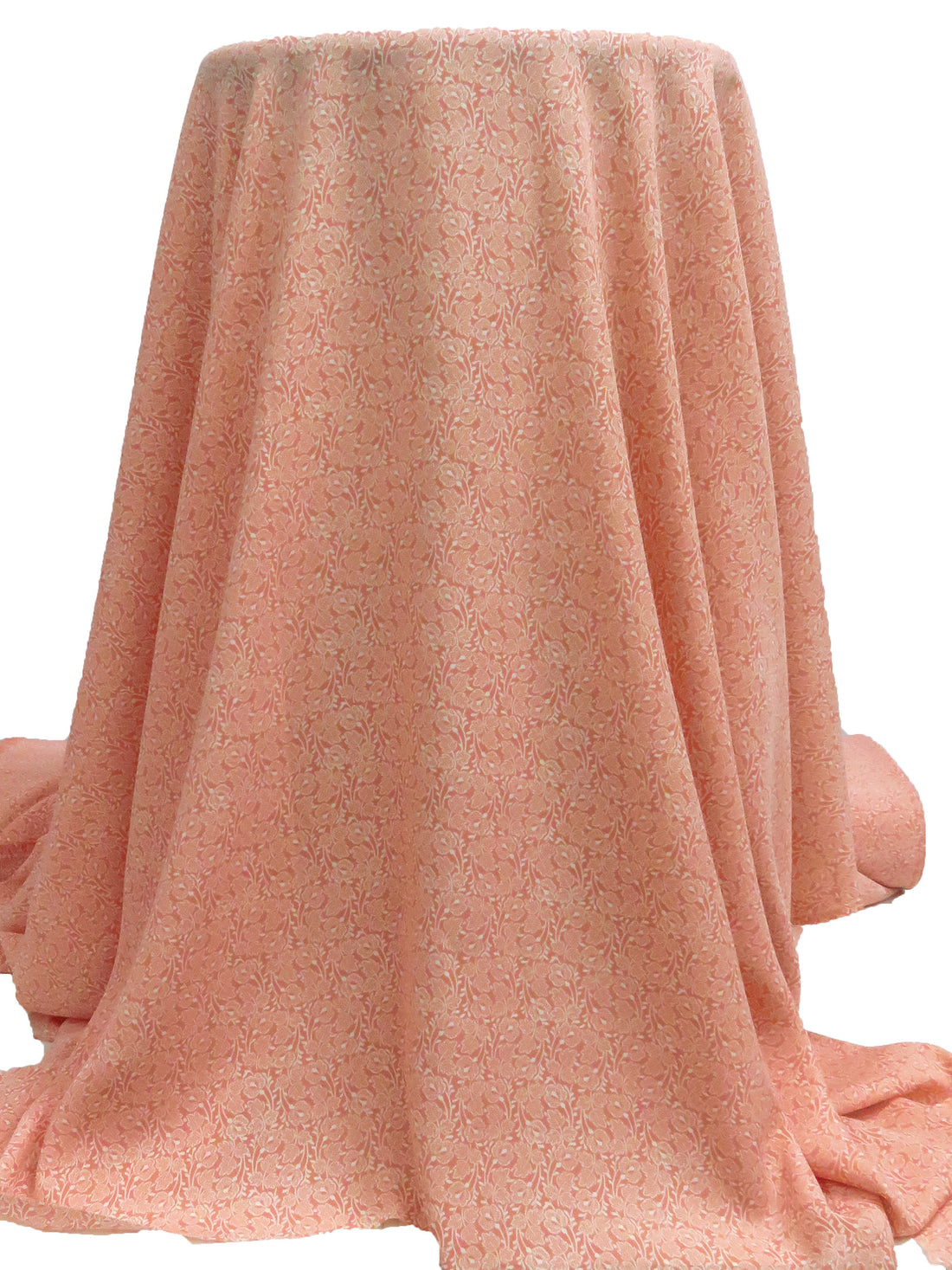 Salmon/White 100% Polyester Stylized Floral Print Crepe Blouse Weight Woven 56W