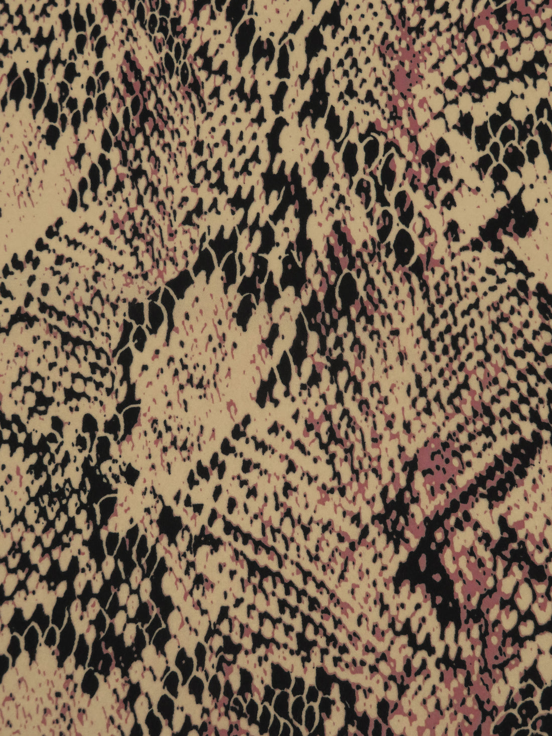Light French Beige/Rose Taupe/Black 100% Polyester Snakeskin Print Crepe Blouse Weight Woven 56W