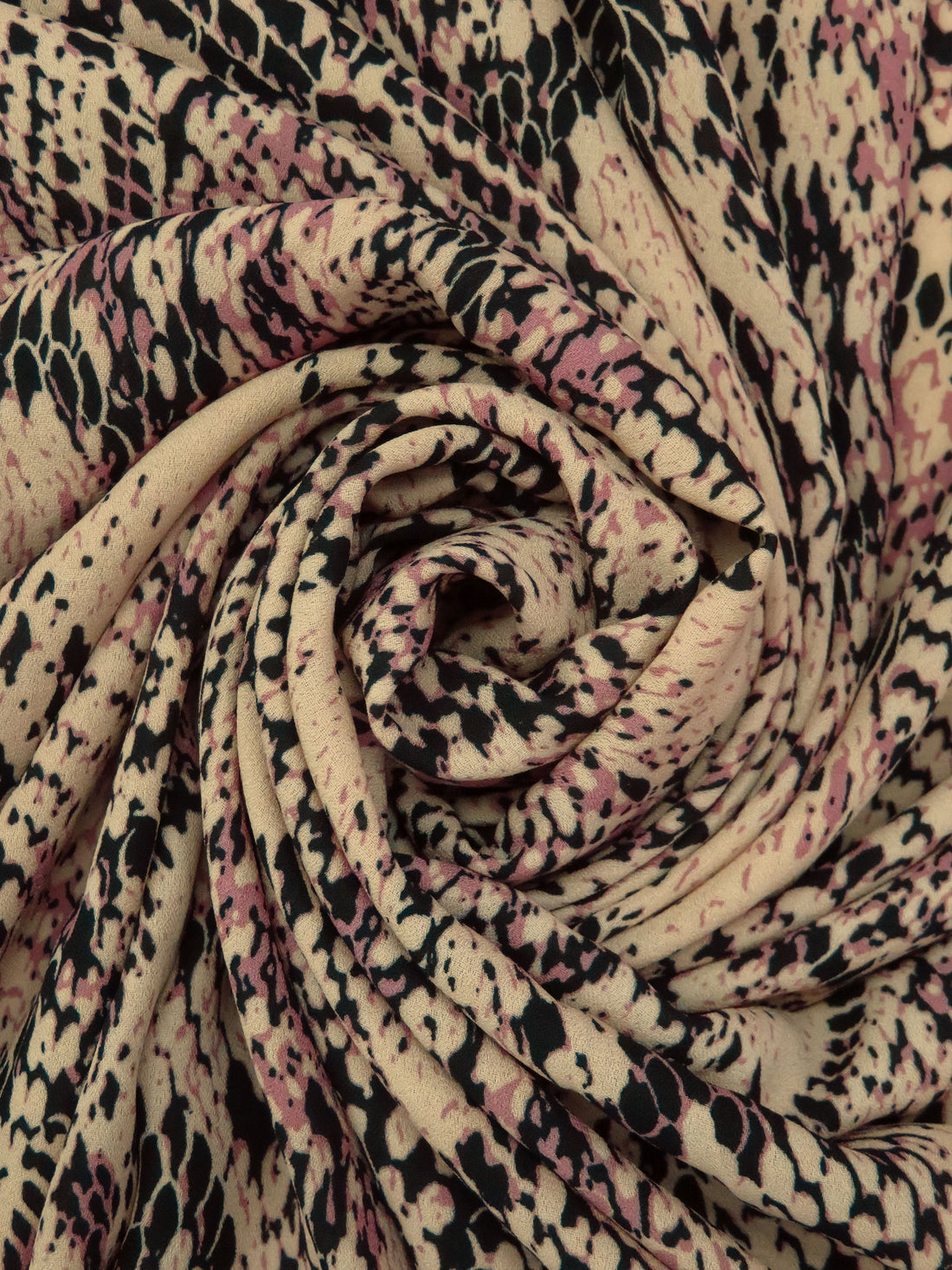 Light French Beige/Rose Taupe/Black 100% Polyester Snakeskin Print Crepe Blouse Weight Woven 56W