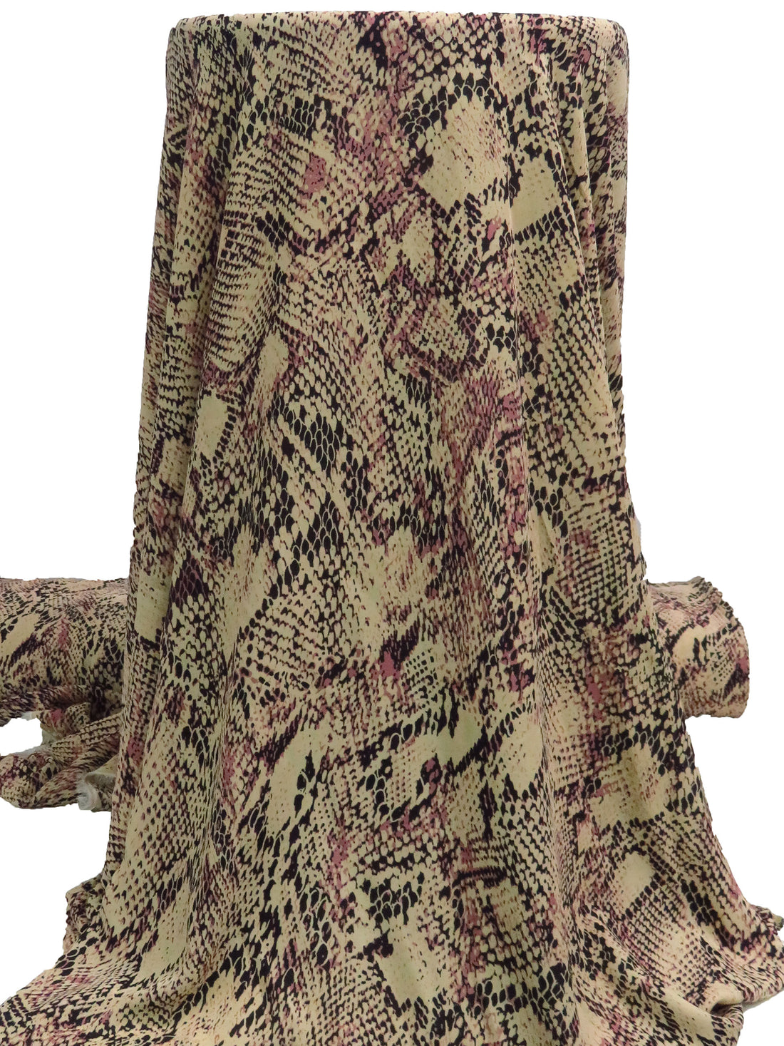 Light French Beige/Rose Taupe/Black 100% Polyester Snakeskin Print Crepe Blouse Weight Woven 56W