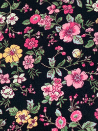 Light Pink/Dandelion/Black/Multi 100% Polyester Floral Print Bubble Crepe 56W