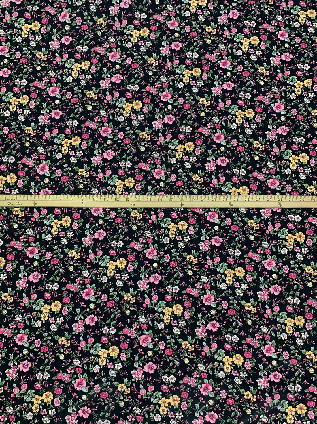 Light Pink/Dandelion/Black/Multi 100% Polyester Floral Print Bubble Crepe 56W