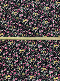 Light Pink/Dandelion/Black/Multi 100% Polyester Floral Print Bubble Crepe 56W
