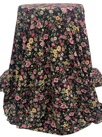 Light Pink/Dandelion/Black/Multi 100% Polyester Floral Print Bubble Crepe 56W