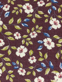 Antique Burgundy/Dark Cerulean/Brass/White 100% Polyester Floral Print Crepe Chiffon 56W