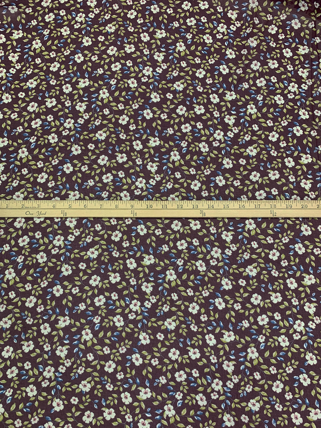 Antique Burgundy/Dark Cerulean/Brass/White 100% Polyester Floral Print Crepe Chiffon 56W