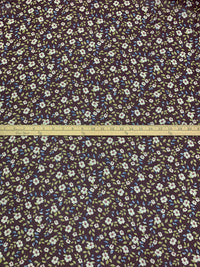 Antique Burgundy/Dark Cerulean/Brass/White 100% Polyester Floral Print Crepe Chiffon 56W