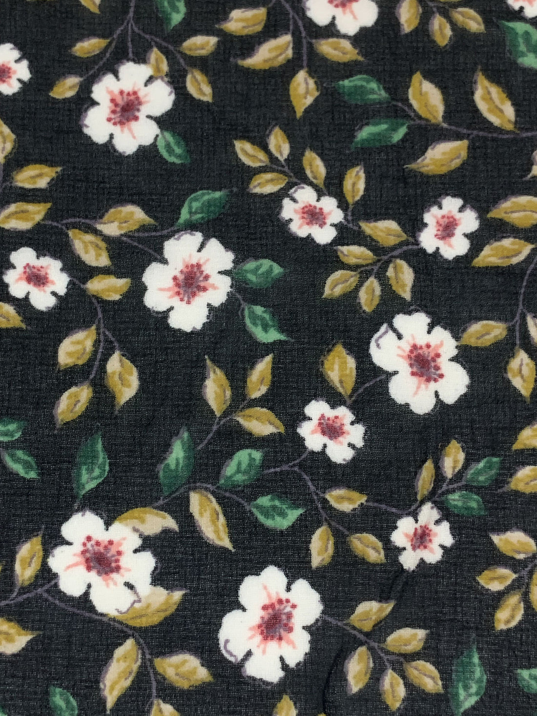 Black/Brass/Dark Hunter Green/White 100% Polyester Floral Print Crepe Chiffon 56W