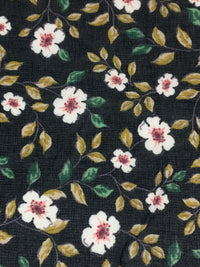 Black/Brass/Dark Hunter Green/White 100% Polyester Floral Print Crepe Chiffon 56W