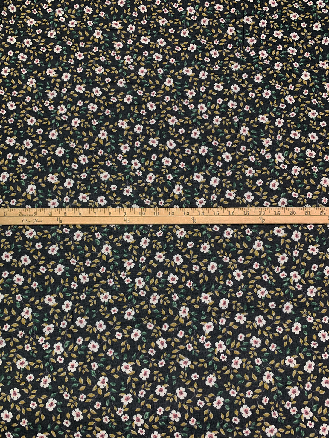 Black/Brass/Dark Hunter Green/White 100% Polyester Floral Print Crepe Chiffon 56W