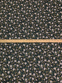 Black/Brass/Dark Hunter Green/White 100% Polyester Floral Print Crepe Chiffon 56W