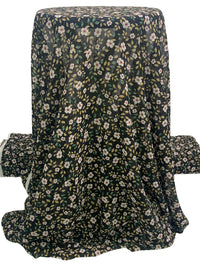 Black/Brass/Dark Hunter Green/White 100% Polyester Floral Print Crepe Chiffon 56W