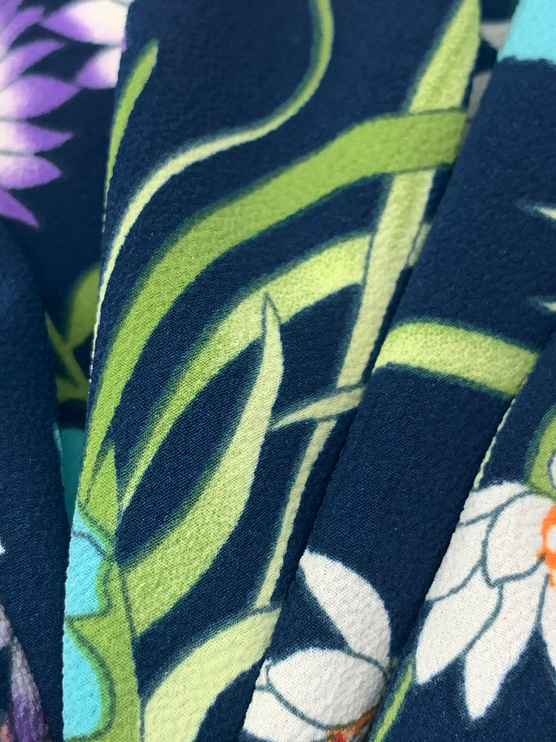 Prussian Blue/Light Sea Green/Dark Lavender/Multi 100% Polyester Floral Print Bubble Crepe 58W