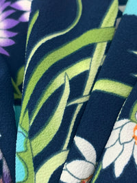 Prussian Blue/Light Sea Green/Dark Lavender/Multi 100% Polyester Floral Print Bubble Crepe 58W