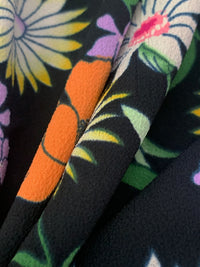 Persimmon/Bright Lavender/Black/Multi 100% Polyester Floral Print Bubble Crepe 58W