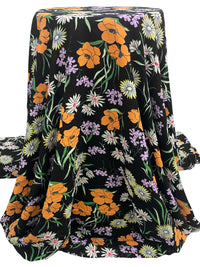 Persimmon/Bright Lavender/Black/Multi 100% Polyester Floral Print Bubble Crepe 58W