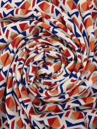 Almond/Burnt Orange/Dark Cetacean/Multi 100% Polyester Abstract Geometric Print Bubble Crepe 56W