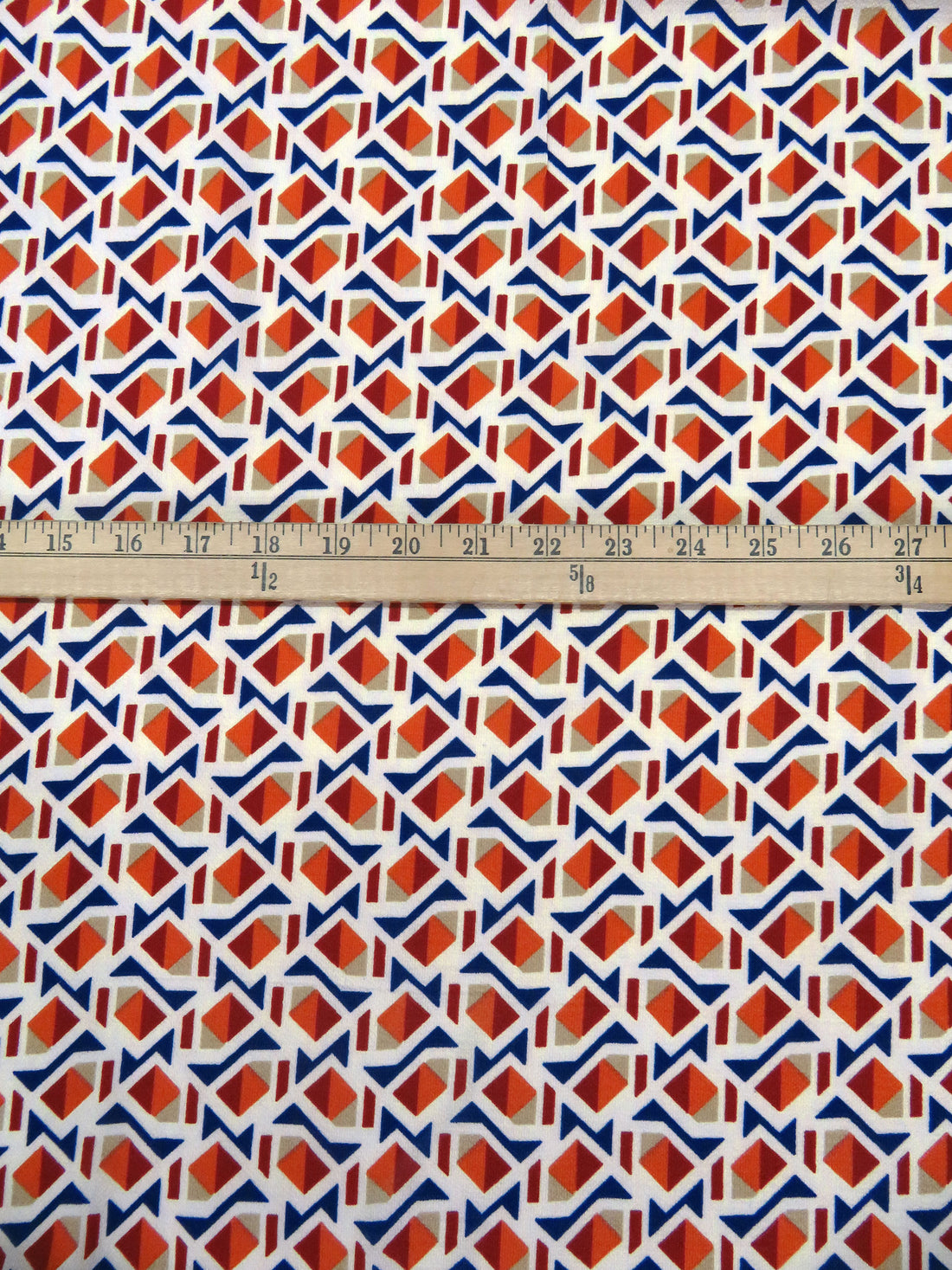 Almond/Burnt Orange/Dark Cetacean/Multi 100% Polyester Abstract Geometric Print Bubble Crepe 56W