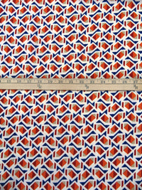 Almond/Burnt Orange/Dark Cetacean/Multi 100% Polyester Abstract Geometric Print Bubble Crepe 56W