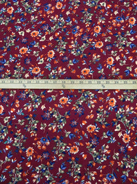 Dark Burgundy/Old Bamboo/Burnt Orange/Multi 100% Polyester Floral Print Crepe Blouse Weight Woven 56W
