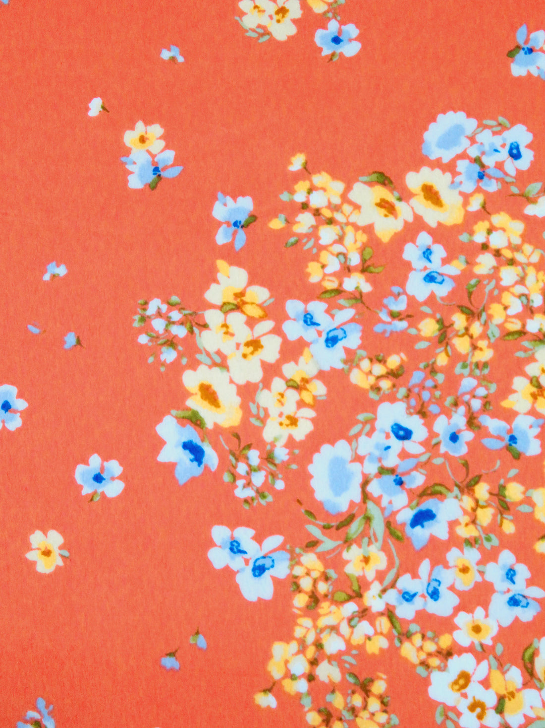 Terracotta/White/Moss/Multi Polyester/Lycra Floral Clusters Print Crepe-Back Stretch Charmeuse 56W