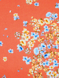 Terracotta/White/Moss/Multi Polyester/Lycra Floral Clusters Print Crepe-Back Stretch Charmeuse 56W