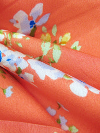 Terracotta/White/Moss/Multi Polyester/Lycra Floral Clusters Print Crepe-Back Stretch Charmeuse 56W