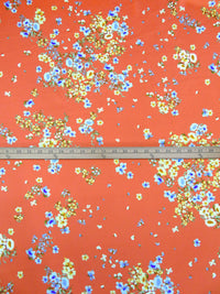 Terracotta/White/Moss/Multi Polyester/Lycra Floral Clusters Print Crepe-Back Stretch Charmeuse 56W
