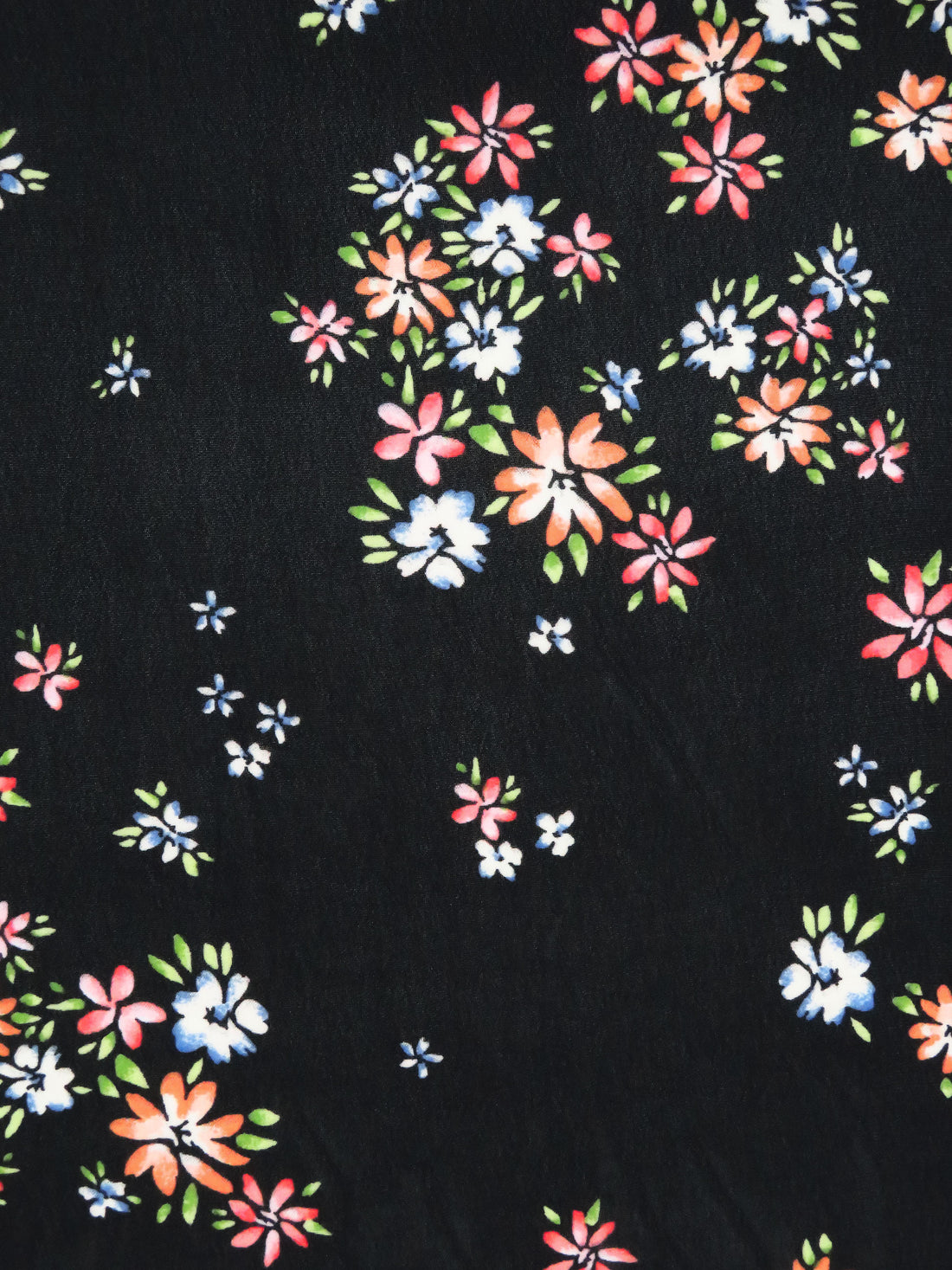 Black/Dark Lime/Coral Red/Multi 100% Polyester Floral Cluster Print Chiffon 56W