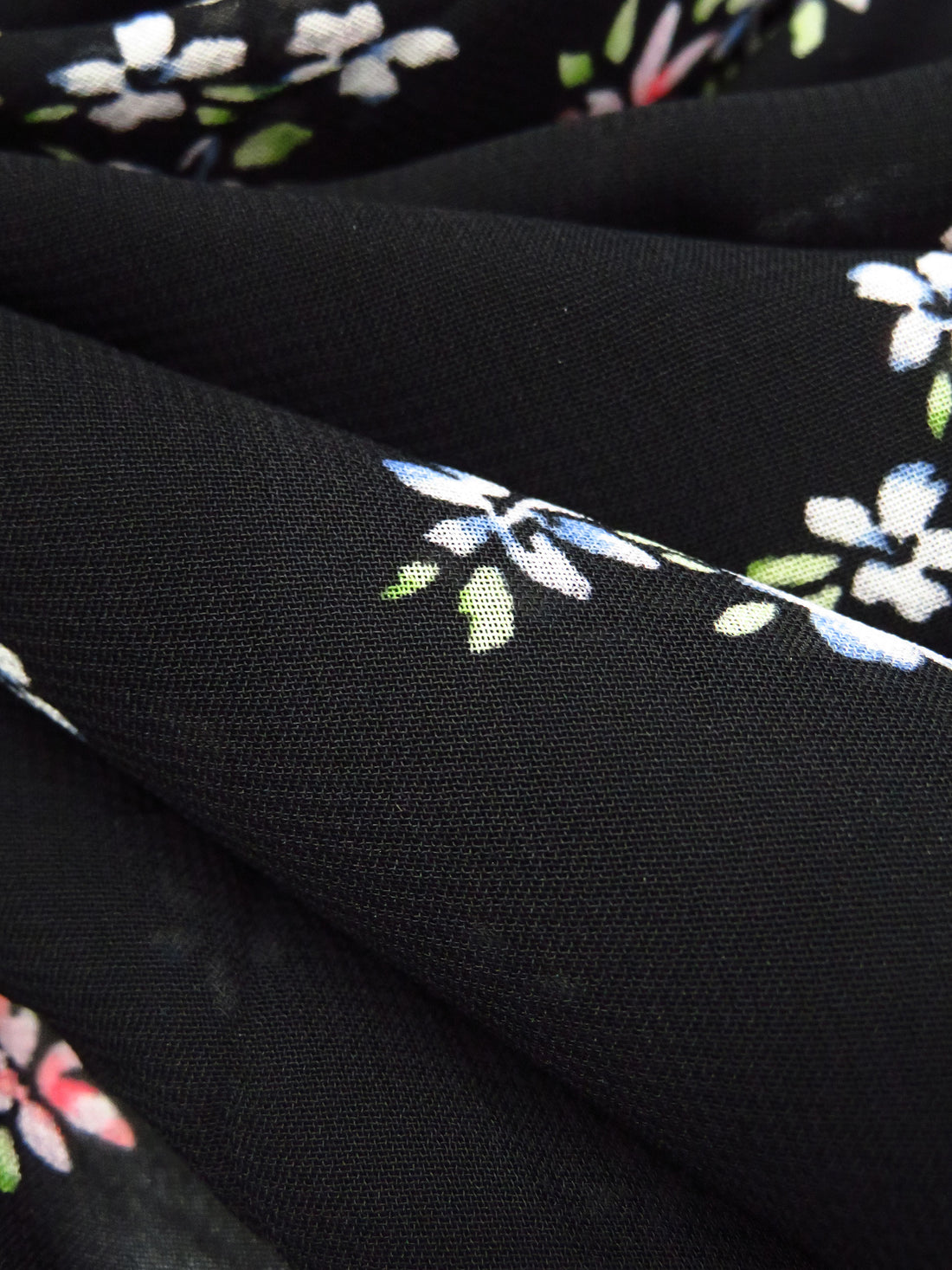 Black/Dark Lime/Coral Red/Multi 100% Polyester Floral Cluster Print Chiffon 56W