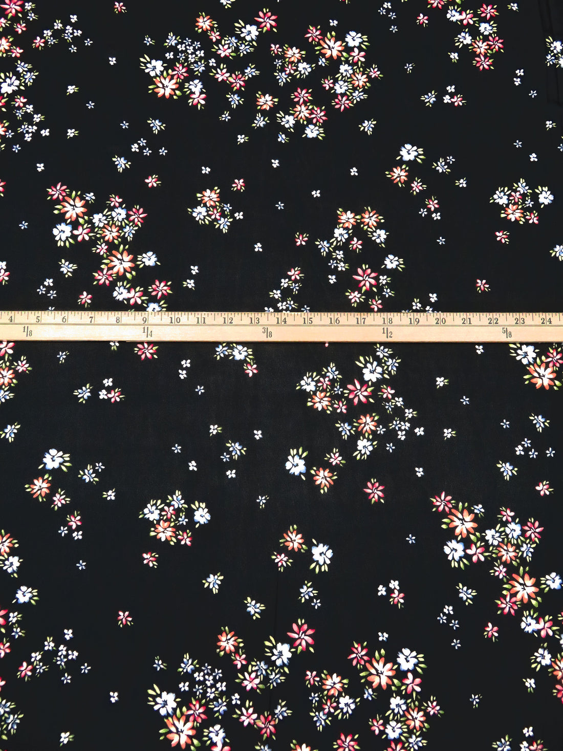 Black/Dark Lime/Coral Red/Multi 100% Polyester Floral Cluster Print Chiffon 56W