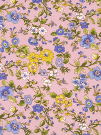 Baby Pink/Margarine/Cornflower/Multi 100% Polyester Floral Print Bubble Crepe 56W