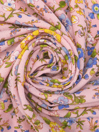 Baby Pink/Margarine/Cornflower/Multi 100% Polyester Floral Print Bubble Crepe 56W