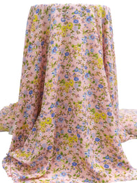Baby Pink/Margarine/Cornflower/Multi 100% Polyester Floral Print Bubble Crepe 56W