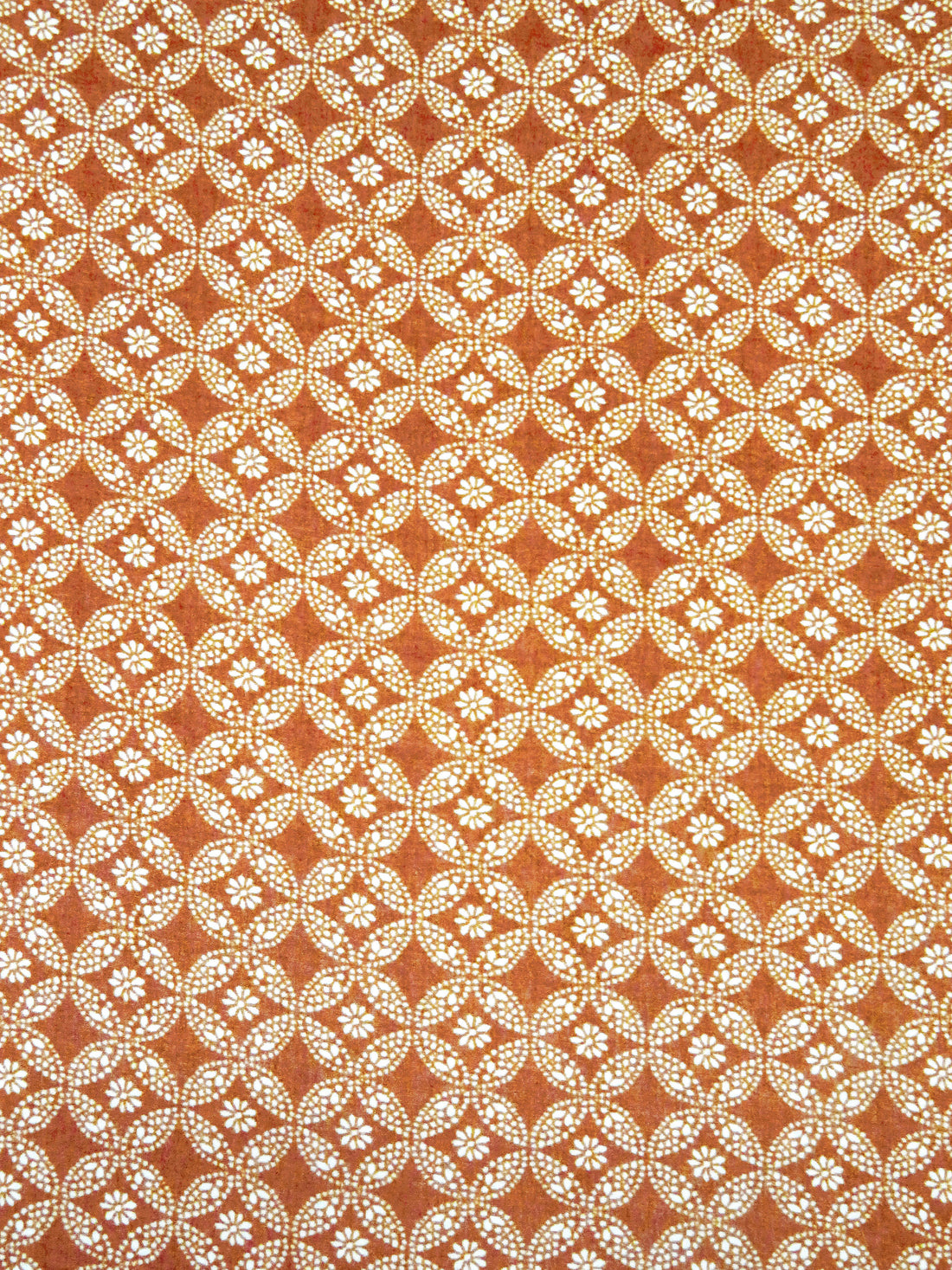 Cinnamon/White Polyester/Lycra Small Floral Medallion Print Stretch Georgette 56W