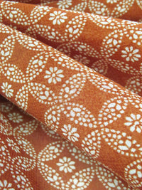 Cinnamon/White Polyester/Lycra Small Floral Medallion Print Stretch Georgette 56W