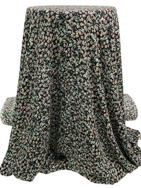 Black/White/Copper 100% Rayon Floral Print Crinkle Challis 56W