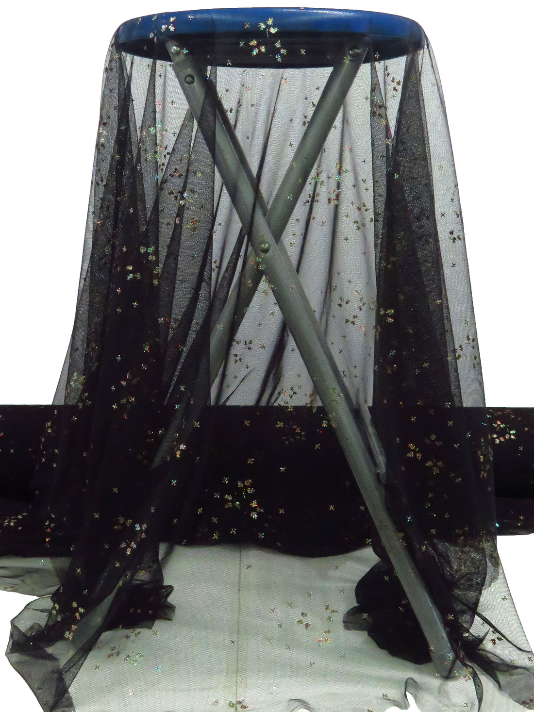 Black/Red/Green/Multi 100% Nylon Glitter Clumps On Netting 51W