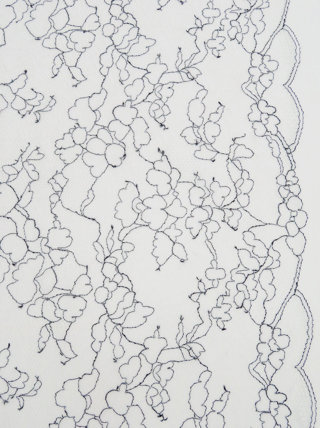 White/Black 100% Nylon Double Border Floral Weave Lace Netting 47W