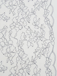 White/Black 100% Nylon Double Border Floral Weave Lace Netting 47W