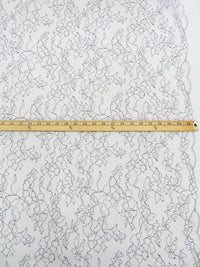 White/Black 100% Nylon Double Border Floral Weave Lace Netting 47W