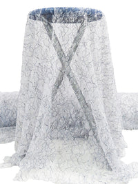 White/Black 100% Nylon Double Border Floral Weave Lace Netting 47W