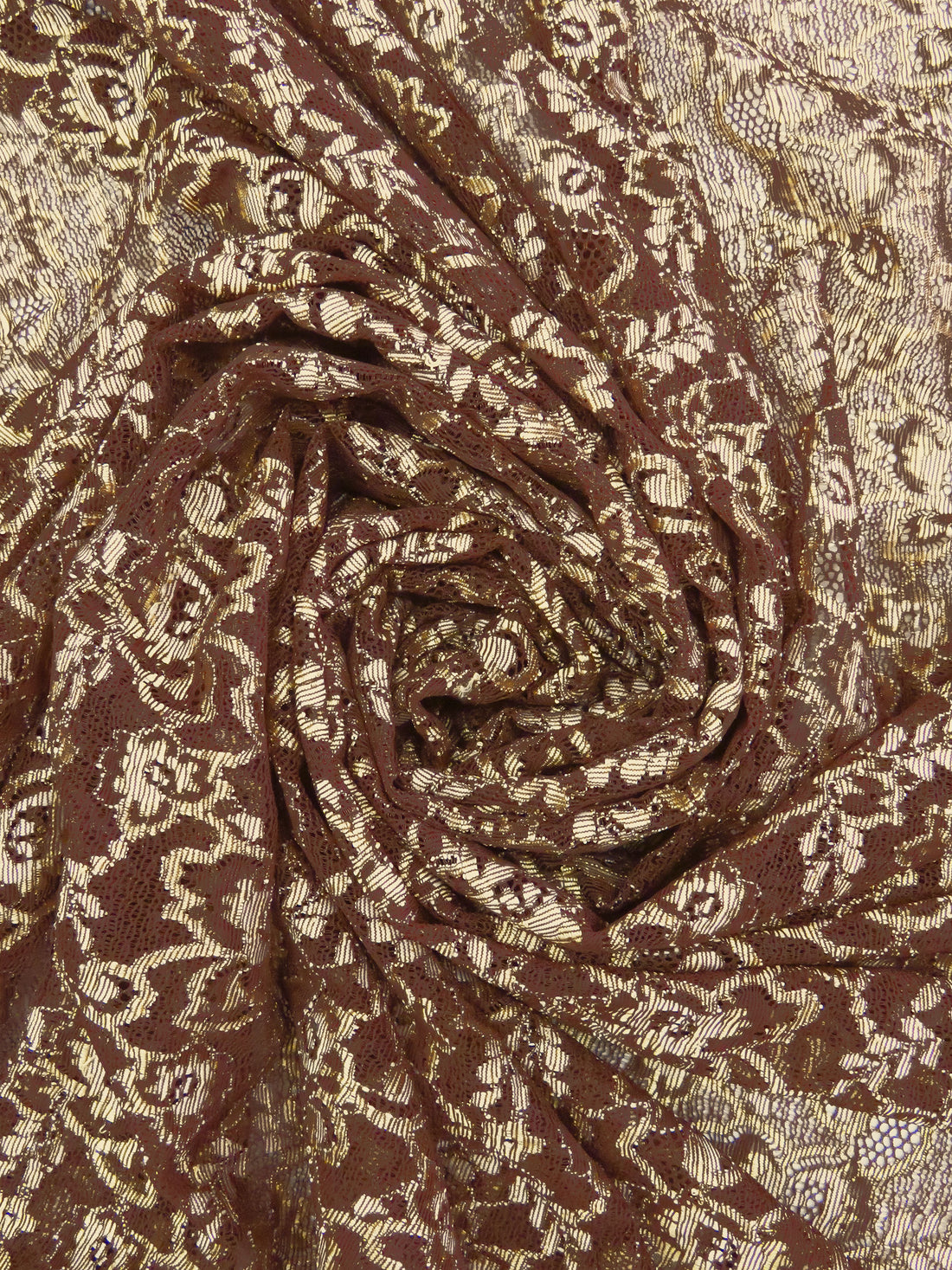 Chocolate/Flax/Tan Nylon/Lycra Floral Weave Stretch Lace 57W