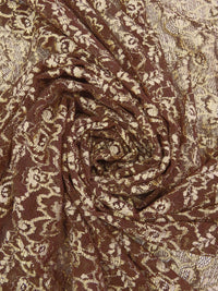 Chocolate/Flax/Tan Nylon/Lycra Floral Weave Stretch Lace 57W