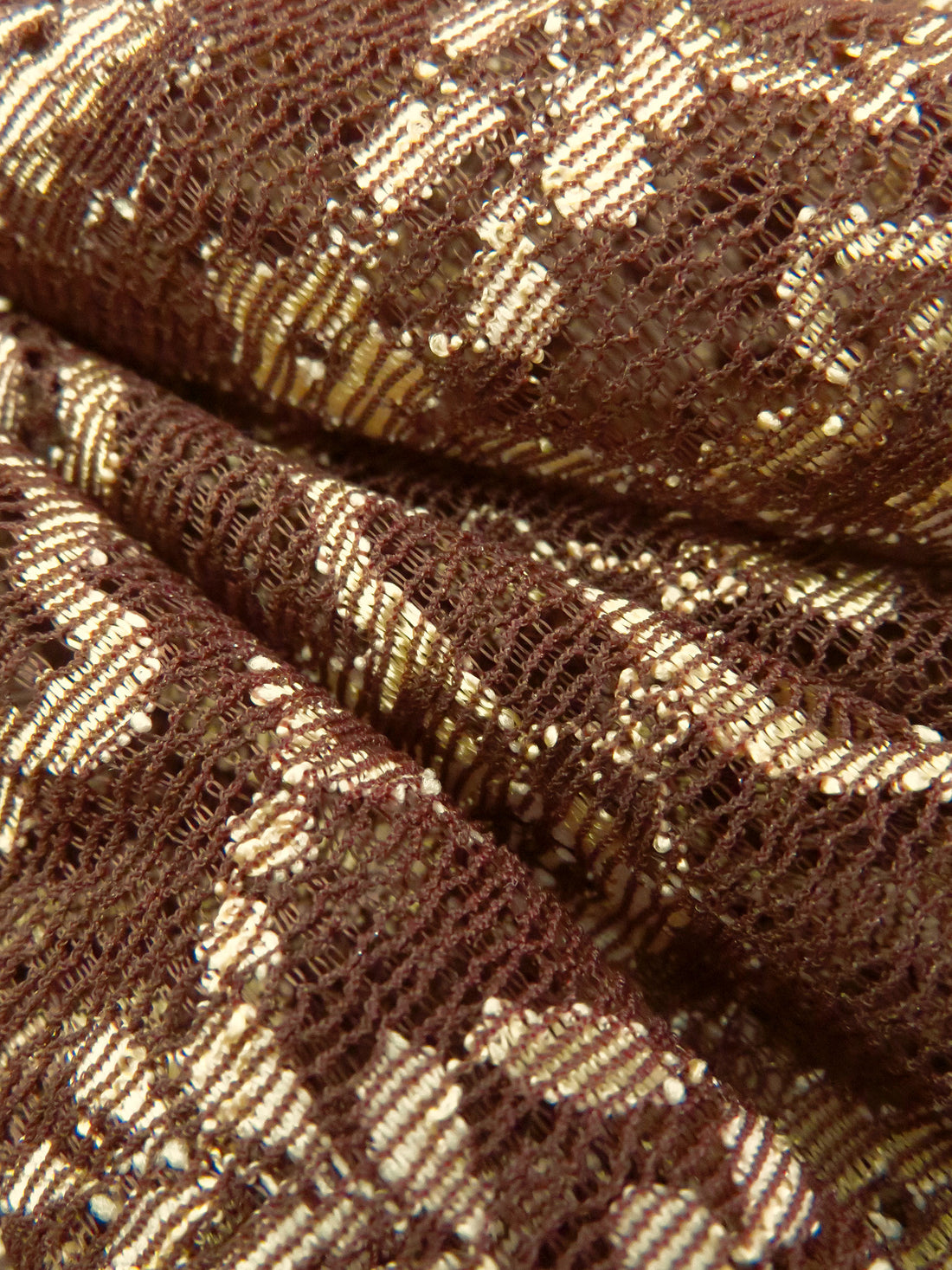 Chocolate/Flax/Tan Nylon/Lycra Floral Weave Stretch Lace 57W